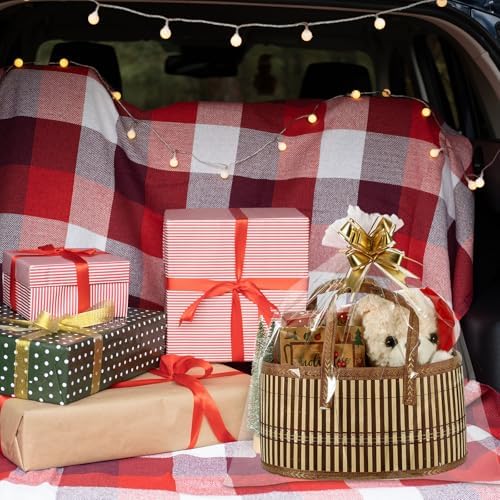 Reallnaive Baskets for Gifts Empty Sturdy Woven Bamboo Gift Basket with Gift Bags and Ribbons for Christmas Thanksgiving Birthday Mothers Day Housewarming Party Gift Wrapping, 12"x 8"x 6"(3 Set) - Image 5