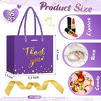 Jetec 45 Pcs Mini Thank You Gift Bag with Handle, Purple/gold - Image 3