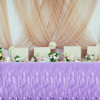 MECCANIXITY 14ft Light Purple Tutu Table Skirt, Tulle Curly Willow Table Skirt for Rectangle Tables, Ruffle Table Skirt for Birthday Wedding Gender Reveal Party - Image 4