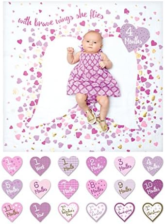 lulujo Baby First Year Milestone Blanket and Cards Set, with Brave Wings by Lulujo