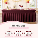 Spandex Tablecloth 8FT Rectangle Table Cover 4 Pcs Burgundy Wrinkle-Free - Image 6