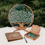 Personalized Wedding Guest Book Alternative - Wedding Decorations for Ceremony Outside Inside - Bridal Shower Guest Book for Party Wedding Sign In Book - Round Rustic Wedding Guest Book Sage Green - Image 6