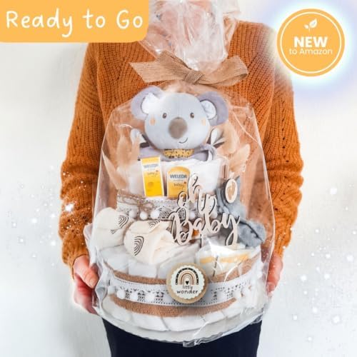 BohoStyle Diaper Cake | Baby Gift Set| New Baby Boy Gift | New Baby Gift | with Baby Lovey, Newborn Essentials, Premium Baby Care Products | Beautiful & usefull Accessories | Baby Shower Gifts - Image 2