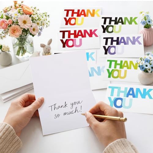 Gueevin 200 Pcs Thank You Cards with Envelopes, 3.5x5 Inch Ombre Font - Image 4