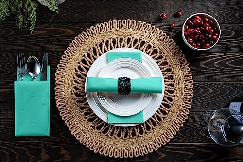 Linen-Feel Bright Green Paper Napkins - Decortive Cloth-Like Disposable Dinner Napkins - Soft And Absorbent. For Kitchen, Party, Wedding, Bathroom Or Any Occasion. (Pack of 100) - Image 6