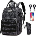 Diaper Bag Backpack with USB Charging Port Stroller Straps and Insulated Pocket,army military Travel Nappy Backpack for Dad/Mom (Black Camo) by Qwreoia-CoolDiaperBagStyle