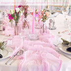 Light Pink Cheesecloth Table Runner 12 Pack 10FT Rustic Gauze Fabric Cheese Cloth Table Runner for Wedding 20 x 120 Inch Long Bridal Baby Shower Table Decorations Boho Sheer Birthday Party Table Decor - Image 7