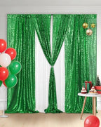 Eternal Beauty Green Sequin Backdrop Curtains, 4 Panels 2x8FT - Image 2