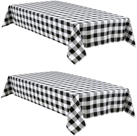 Hiasan Checkered Tablecloth Rectangle 2 Pack 52 x 70 inch, Black and White by Hiasan