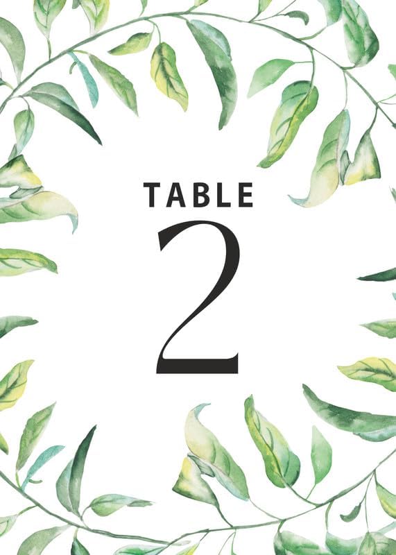 Green Leaves Design Table Number Cards Double Sided Party Table Numbers for Reception Baby Shower Anniversary Birthday Bridal Party 4x6 100 Pcs by Unknown