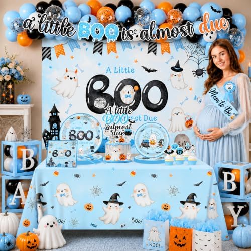 A Little Boo Is Almost Due Baby Shower,Halloween Baby Shower Decorations - Image 2