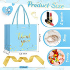 Jetec 45 Pcs Mini Thank You Gift Bag with Handle, Sky Blue/gold - Image 3