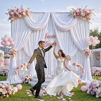 10 ft x 10 ft Wrinkle Free White Backdrop Curtains for Wedding Parties, Polyester Photography Backdrop Drapes for Birthday Parties Stage Backdrop Stand, 2 Panels 5x10FT Background Curtains - Image 5