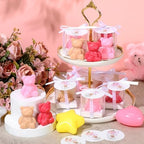 Geosar 36 Pack Bear Soap Shower Favors Thank You Tag Box,Light Brown Pink - Image 4