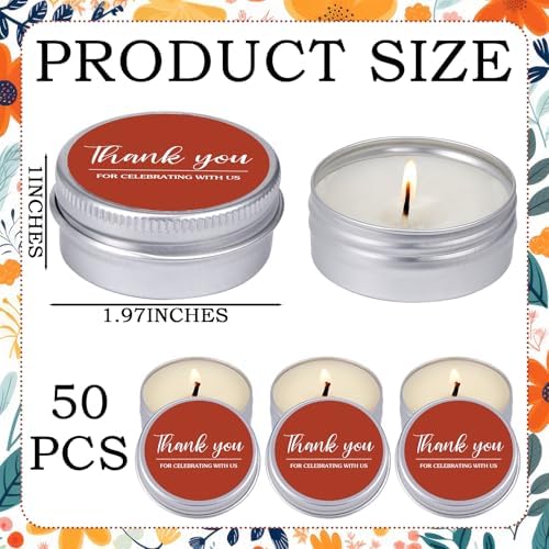 MTLEE 50 Pcs Terracotta Thank You Candles Baby Shower Wedding Favors - Image 6