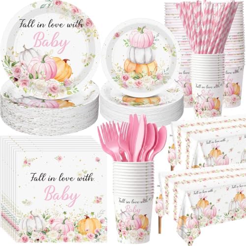 Ceenna Fall Little Pumpkin Baby Shower Party Supply Decoration for 50, Pink by Ceenna