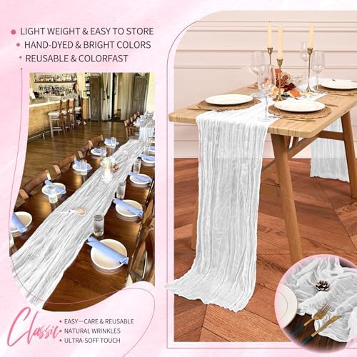 18 Pack Cheesecloth Table Runner 10FT White Table Runner Boho Gauze Cheese Cloth Table Runners Long Rustic Sheer Table Decorations for Wedding Party Baby Bridal Shower Birthday Holiday Home - Image 5