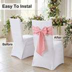 10 Pcs Pink Chair Sashes, 13.7 ×15 inch Pink Bows Chair Bows Sashes Elastic - Image 5