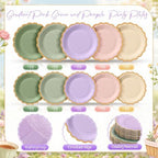 Zhehao 150 Pcs Pink Green Purple Paper Plates Napkins Serves 50 - Image 4