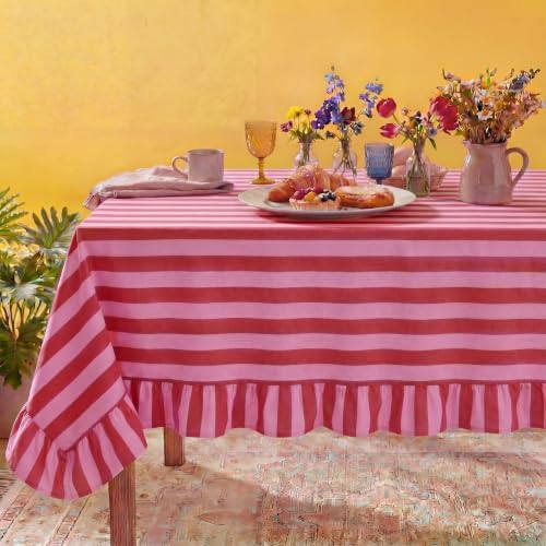 Tudomro Striped Tablecloth, Rectangle, Red, Pink, 52'' X 70'' by Tudomro
