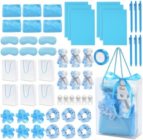 55-Piece Baby Shower Game Winner Prize Set, Including Hair Ties, Eye Mask, Makeup Bag and Gift Bag, Suitable for Baby Shower Game Prizes, Weddings and Bridal Shower Gifts (Blue) by TomteNisse