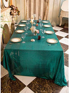 Eternal Beauty Teal 90x132 Inch Tropical Beach Sequin Tablecloth - Image 5