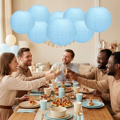 Balagan Chinese Japanese Paper Lanterns 16-Inch 5 Packs (Sky Blue, 16 inch) (BLG-220503) - Image 3