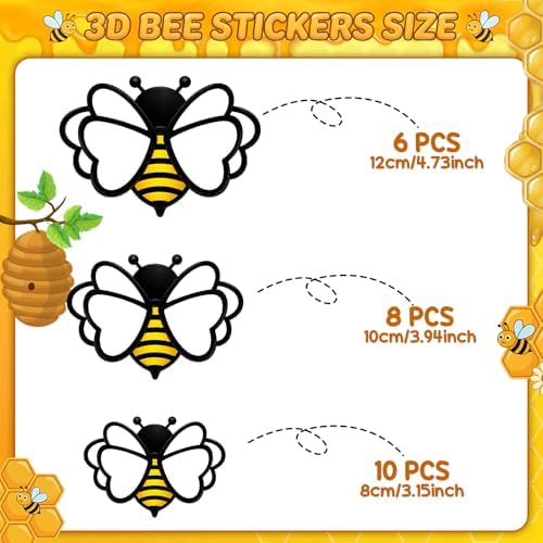Gerrii 48 Pcs Honey Bee Honeycomb Decorations Include 8.2'' Wooden Hexagon 3D Bee Wall Backdrop Decor Honeycomb Beehive Sign for Baby Shower DIY Honeybee Birthday Party Decorations - Image 5