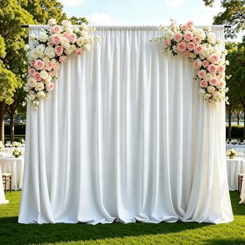 Gallety White Backdrop Curtain for Wedding, Polyester Photography Backdrops Curtains - 20FT x 10FT Fabric Backdrop with Rod Pockets for Celebration,Birthday, Home Parites,Graduation Decorations - Image 4