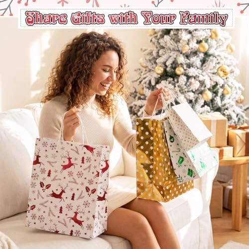 Humyoun 24 Pack Christmas Paper Gift Bags Bulk Assorted Sizes, Colorful - Image 6
