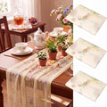 Lounsweer 3 Pcs Apricot Wildflower Table Runner 10ft Embroidery Tulle by Lounsweer