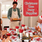 Pickmesh 400 Pcs Christmas Party Supplies Red Silver Paper Plates Serve 50 - Image 4