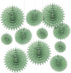 Fun Express Sage Green Hanging Tissue Paper Fans - 12 Piece by FunExpress
