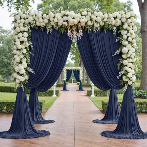 50x12 ft Navy Blue Backdrop Curtains for Weddings, Birthdays and Photos - Image 2