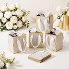 Yeaqee 50 Pcs Mini Paper Gift Bags with Handles Tag, Champagne, Gold - Image 5