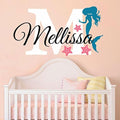 Nursery Mermaid Personalized Custom Name and Initial Wall Decal Sticker 34" W by 24" H, Girl Name Wall Decal, Girls Name, Mermaids Wall Decor, Girls Decor, Girls Bedroom, Plus Free Hello Door Decal by DecorDesignsDecals