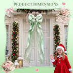 Big Satin Bow Coquette Room Decor, 16x79 Inch Large Christmas Bows for Birthday Decorations, Christmas Tree Topper, Girl Room Decor, Bachelorette, Wedding, Baby Shower, Front Door, Wreath (Green) - Image 2