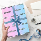 MyPupSocks Personalized Gradient Pink Blue & Purple Wrapping Paper with Logo, Custom Name Gift Wrapping Paper Roll with Text for Friend Grandma Grandpa Birthday Wedding Christmas Gifts 58x23 5 Rolls - Image 5