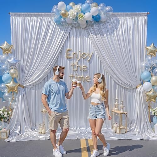 40ft x 10ft Silver Sequin Backdrop Curtains for Party Wedding Shimmer Curtain Backdrop Prom Sparkly Glitter Fabric Photo Backdrop Drapes for Birthday Party Photography Baby Shower 5x10FT, 8 Panels - Image 2
