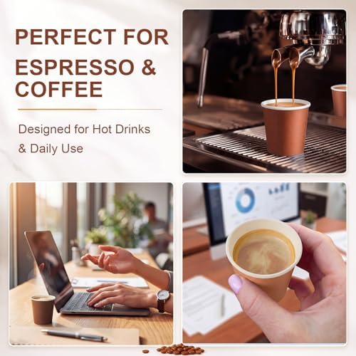 Roshtia 500 Pack 4 oz Paper Espresso Cups Elegant Brown Gradient Design, Small Disposable Cups for Espresso, Hot Tea, Baby Showers, Weddings, Parties, Picnics, Homes, Offices & Events - Image 4