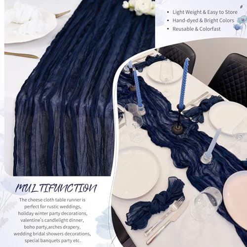 18 Pack Navy Blue Cheesecloth Table Runner 17x108 Inches Boho Home Decor - Image 5