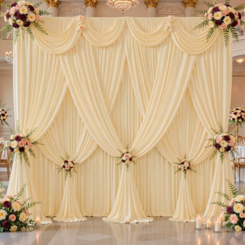 30x10ft Champagne Backdrop Curtain Panels for Parties - Wrinkle Free Polyester Photo Curtain Backdrop Wedding Back Drop Fabric Drapes for Party Decorations Background for Photography - Image 6