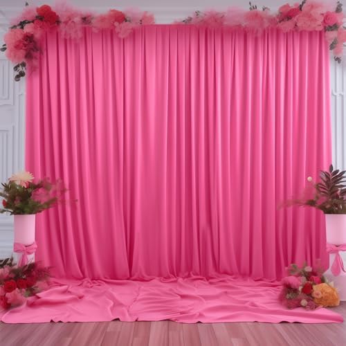 Hot Pink Backdrop Curtain 10 Panels-Wrinkle-Free Polyester Photography Drapes for Wedding Party Photo Background Decorations- 40 X10FT - Image 7