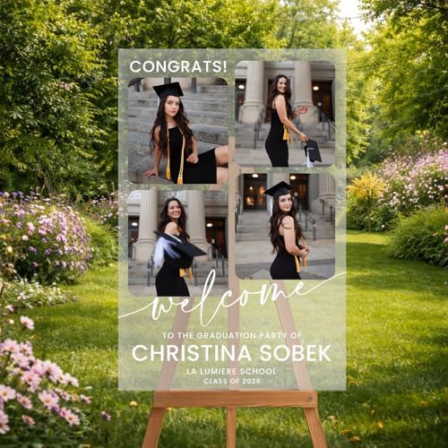 Personalized Graduation Yard Sign with Photo Collage, Custom Class of 2026 Graduation Sign for Outdoor Lawn Decor, Clear Acrylic or Frosted, Waterproof Display - Image 2