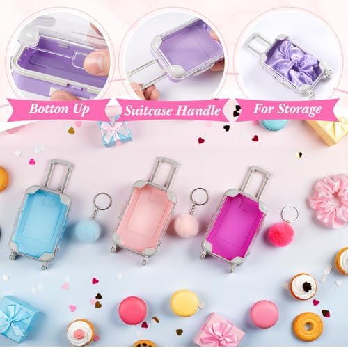 LemonRoad 60 Pcs Mini Empty Suitcase Box with Plush Keychain, Multicolor - Image 3