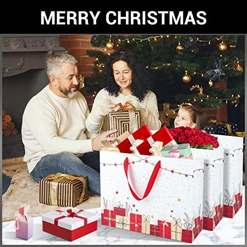 EUSOAR Christmas Extra Large White Gift Bags, 20 Pack 16x6x12 with Handles, Bulk Merchandise Retail Wrapping Bags for Christmas Eve, Grocery, Boutique, Party Favor, Business - Image 5