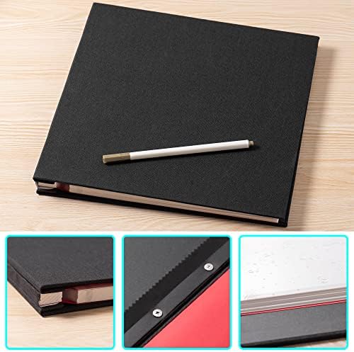 Large Photo Album Self Adhesive 4x6 8x10 10x12 13"x12.8" Magnetic Scrapbook Album 12.6"x11" Inch 40 Pages Linen Cover DIY Photo Album with A Metallic Pen and DIY Stickers(Black) - Image 6