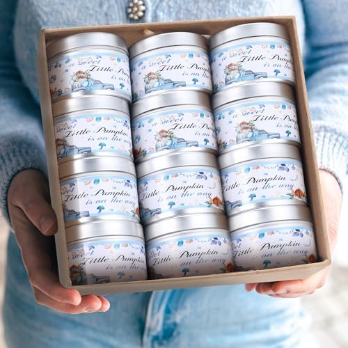 MTLEE 24 Pcs Fall Baby Shower Candle Favor Thanksgiving Little Pumpkin Blue - Image 6