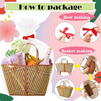 Quzzil 6 Set Empty Gift Baskets Large Woven Bamboo Basket with Handle - Image 3