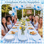Funnymoom 250 Pcs Blue Gingham Paper Plates and Napkins Party Supplies - Image 4